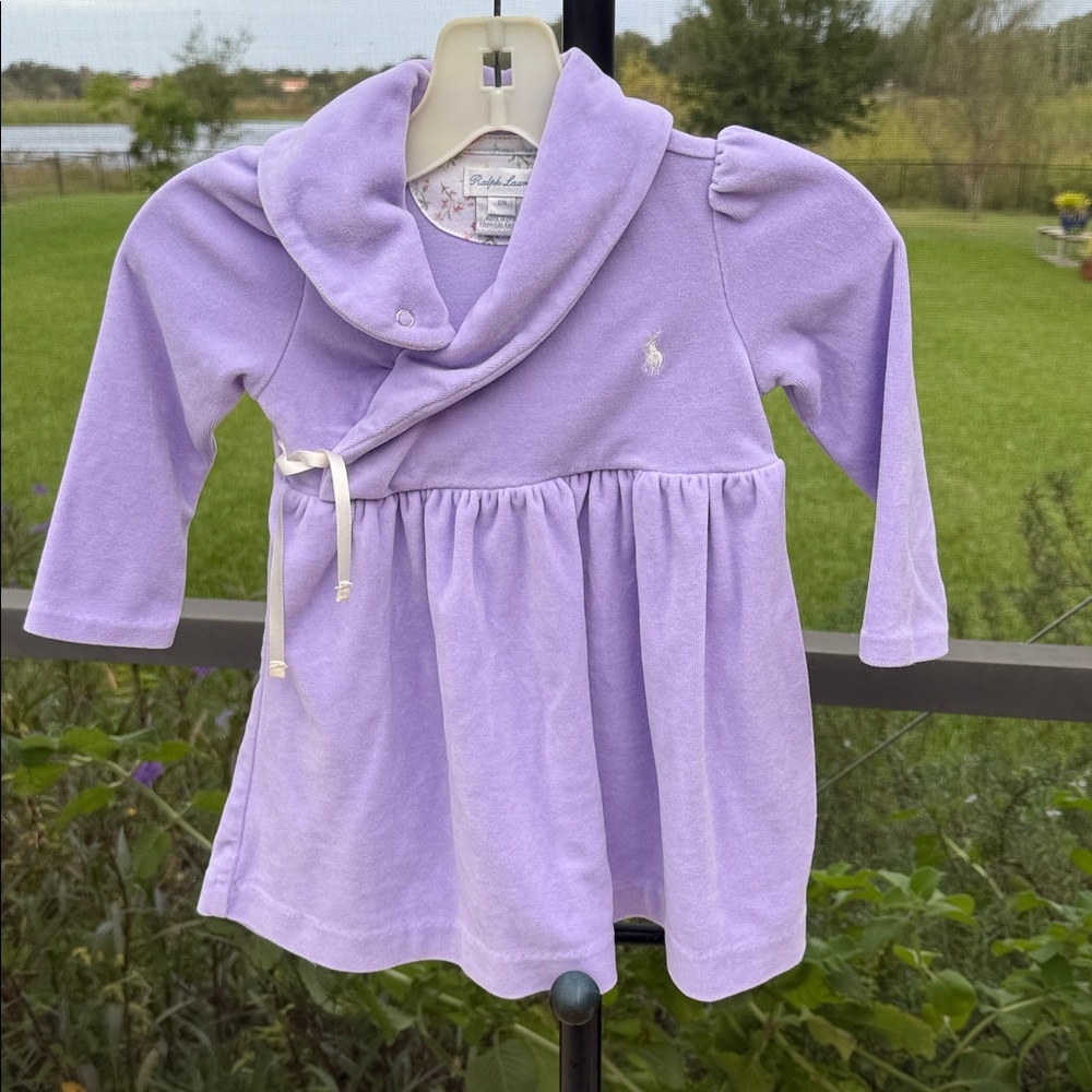 Ralph Lauren 12 mo lilac velour long sleeve dress holiday